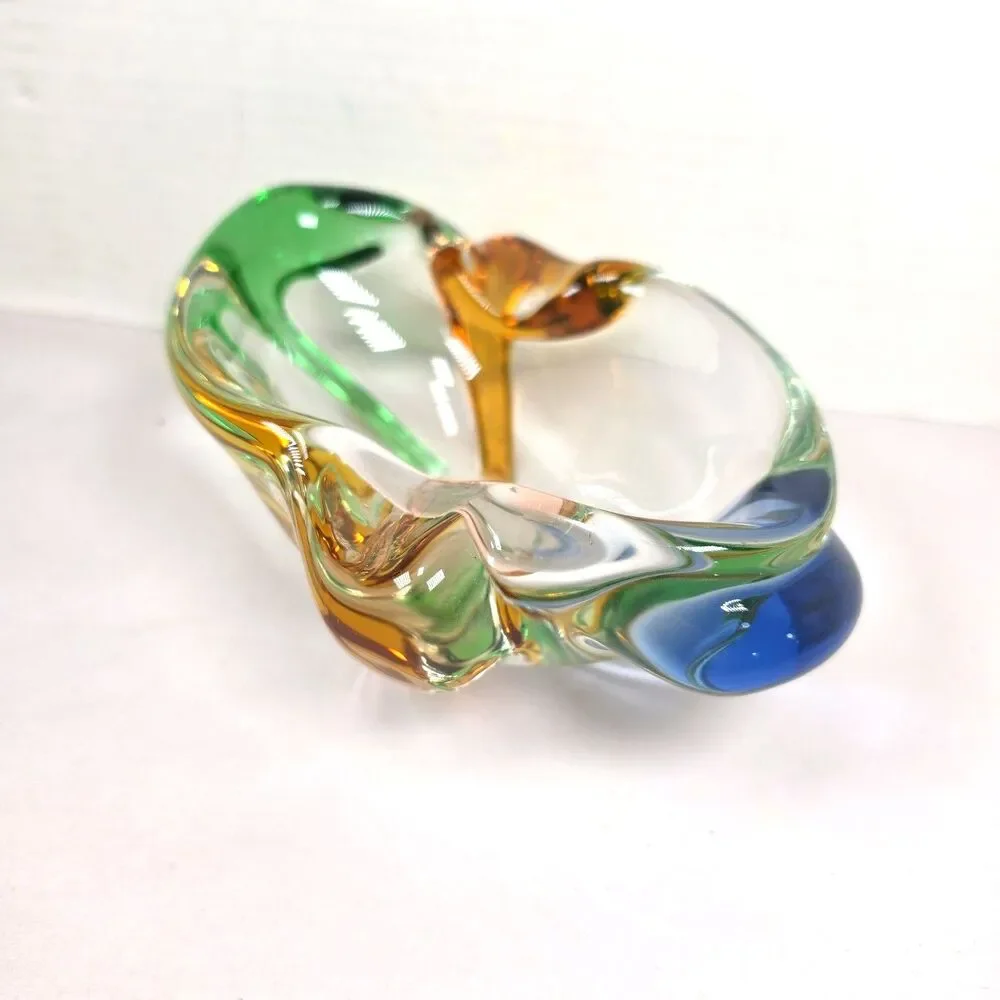 Vintage Czech Art Glass Vase by Frantisek Zemek Mid-century glass trinket bowl